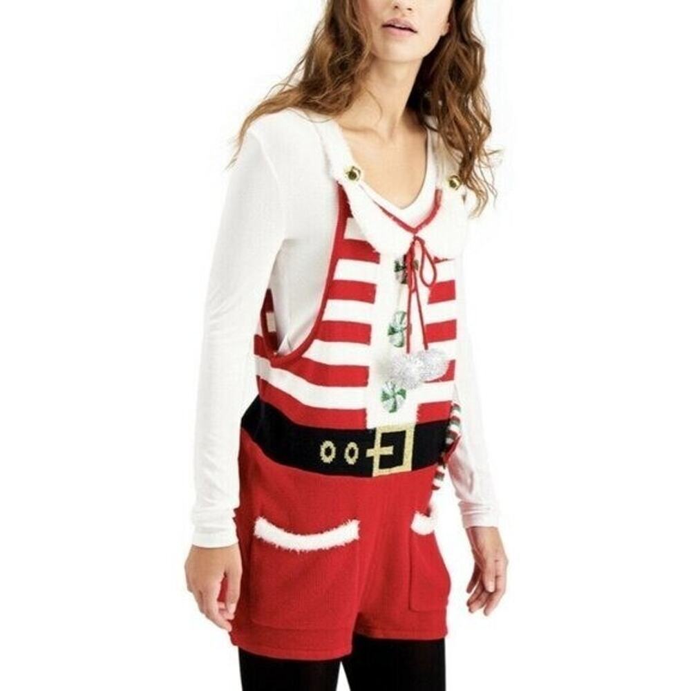 Hooked up juniors Santa costume size S multicolor romper Christmas A000370